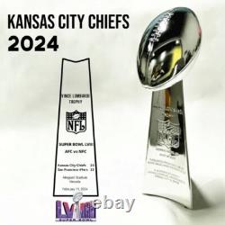 14'' Kansas City Chiefs Vince Lombardi Trophy Super Bowl 58 LVIII Trophy 2024