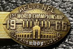 1966 Super Bowl I Press Pin / Tie Clasp / Clip Green Bay Packers KC Chiefs