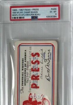 1967 SUPER BOWL I Pass Ticket Green Bay Packers Top K. C. Chiefs Bart Star MVP Mt