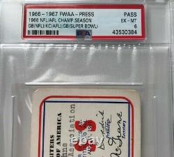 1967 SUPER BOWL I Pass Ticket Green Bay Packers Top K. C. Chiefs Bart Star MVP Mt