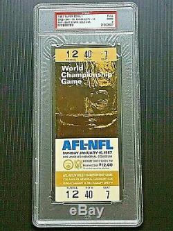 1967 Super Bowl 1 Full Ticket Gold Green Bay Packers -35 Kansas City Chiefs -10