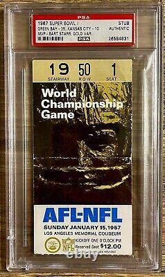 1967 Super Bowl 1 Ticket Stub 1/15/67 Chiefs/packers Mvp-bart Starr/lombardi Psa