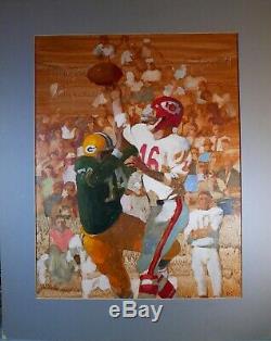 1967 Super Bowl Green Bay Packers KC Chiefs ORIG Oil Painting Daniel Schwartz