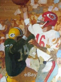 1967 Super Bowl Green Bay Packers KC Chiefs ORIG Oil Painting Daniel Schwartz