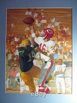 1967 Super Bowl Green Bay Packers KC Chiefs ORIG Oil Painting Daniel Schwartz