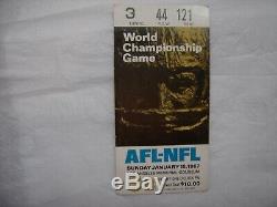 1967 Super Bowl I 1 Ticket Stub Packers vs KC Chiefs Very Rare White Variation