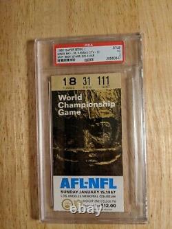 1967 Super Bowl I PACKERS VS CHIEFS PSA 3 Graded Ticket Stub Gold Var. RARE