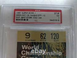 1967 Super Bowl I PACKERS VS CHIEFS PSA 7 Graded Ticket Stub Gold Var. RARE