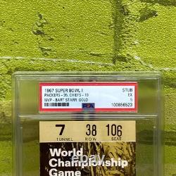 1967 Super Bowl I Ticket Stub Packers Chiefs Bart Starr MVP Gold Variant PSA 5