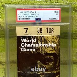 1967 Super Bowl I Ticket Stub Packers Chiefs Bart Starr MVP Gold Variant PSA 5