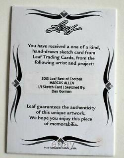 1/1 HOF MARCUS ALLEN True 1 of 1 SKETCH CARD 2013 Leaf Raiders Super Bowl 18 MVP