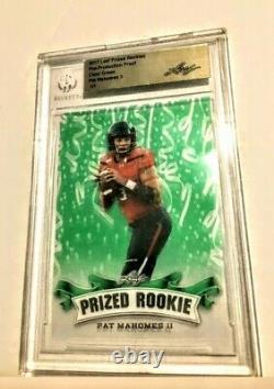 1/1 Patrick Mahomes 2017 Leaf Prized Rookie Proof Bgs Chief Super Bowl Mvp Goat