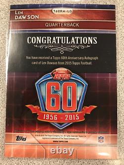 2015 Len Dawson Topps Auto (1969 Anniversary) Super Bowl IV SB-LD KC Chiefs MVP