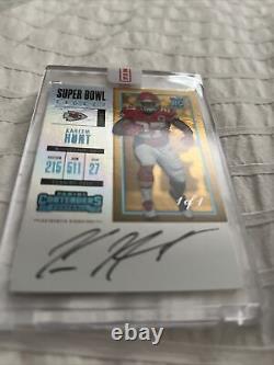 2017 Panini Contenders Kareem Hunt Super Bowl Rookie Ticket 1/1 Auto Rc