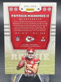 2017 Panini Football Patrick Mahomes Rookie Card RC #104 Chiefs Super Bowl MVP