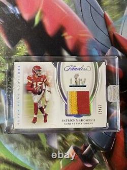 2020 Flawless Patrick Mahomes 3-Color Superbowl Swatches Encased Chiefs /20