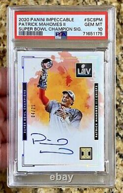 2020 Panini Impeccable PATRICK MAHOMES II #4/25 Super Bowl Champions Auto PSA 10