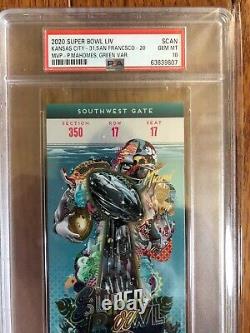 2020 Super Bowl 54 LIV Full Ticket PSA Graded GEM MT 10 Chiefs 49ers Mahomes MVP