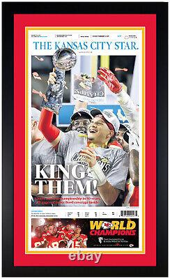 2020 Super Bowl Champions King Them Kansas City Chiefs Newspaper Print Framed