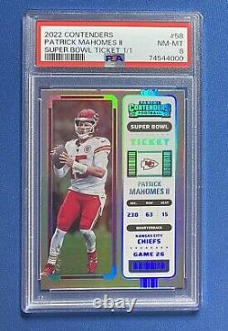 2022 Panini Contenders Patrick Mahomes Super Bowl Ticket 1/1 PSA 8 Chiefs #58