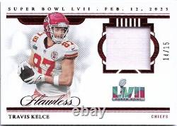 2022 Panini Flawless Travis Kelce Ruby Super Bowl LVII Jersey Patch #/15 Chiefs