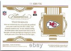 2022 Panini Flawless Travis Kelce Ruby Super Bowl LVII Jersey Patch #/15 Chiefs