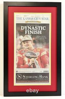 2024 Kansas City Chiefs Super Bowl Championship Framed REAL Newspaper- 17x28