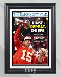 2024 Mahomes Leads Chiefs to Super Bowl LVIII Glory Framed Newspaper