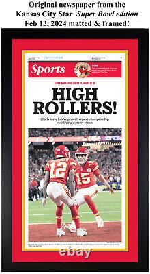 2024 SUPER BOWL 58 CHAMPIONS! Kansas City Chiefs Framed Original Newspaper
