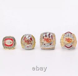 2024 Super Bowl Kansas City Chiefs Display Football Championship FOUR Rings