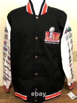 2025 NFL Super Bowl LIX New Orleans Chiefs Eagles Twill Jacket w Logos Size 5XL