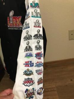 2025 NFL Super Bowl LIX New Orleans Chiefs Eagles Twill Jacket w Logos Size 5XL
