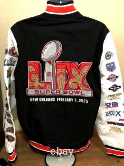 2025 NFL Super Bowl LIX New Orleans Chiefs Eagles Twill Jacket w Logos Size 5XL