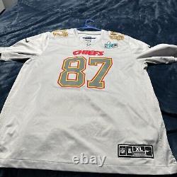 26x34 Travis Kelce Chiefs Mens XL Super Bowl 57 LVll Game Nike Grey Jersey