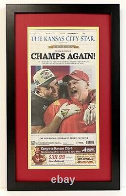 (2) 2023 Kansas City Chiefs Super Bowl Framed REAL Newspaper Special Edition