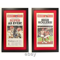 2 2024 Kansas City Chiefs Super Bowl & AFC Championship Framed REAL Newspapers