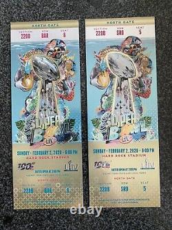 2-Super Bowl LIV 2020 Miami Ticket Stubs Chiefs 49ers Mahommes GOLD VERSION