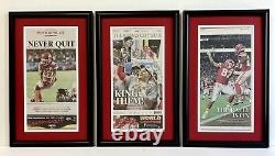 (3) 2019-2020 Kansas City Chiefs Super Bowl Framed REAL Newspaper 49ers Mahomes