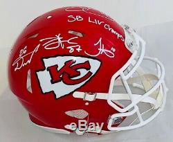 4 Kc Chiefs Signed Super Bowl Champs Speed Authentic Fs Helmet Beckett #wa86780
