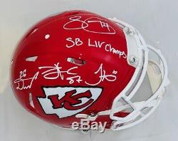 4 Kc Chiefs Signed Super Bowl Champs Speed Authentic Fs Helmet Beckett #wa86780