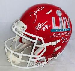 4 Kc Chiefs Signed Super Bowl Champs Speed Authentic Fs Helmet Beckett #wa86787