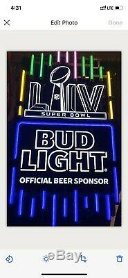 Authentic Bud Light NFL Super Bowl LIV Neon Sign Chiefs Vs 49ers- Rare(Led)