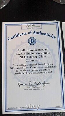 Bradford Exchange Limited Edition NFL Pilsner Glass Set. Kansas City Chiefs