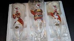 Bradford Exchange Limited Edition NFL Pilsner Glass Set. Kansas City Chiefs