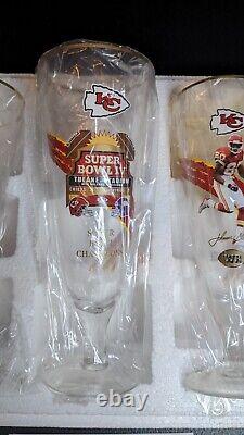 Bradford Exchange Limited Edition NFL Pilsner Glass Set. Kansas City Chiefs