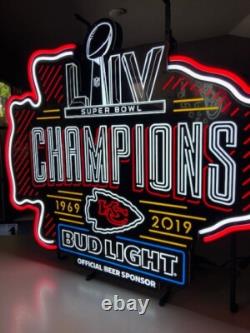Bud Light Kansas City Chiefs World Champion LiV Super Bowl LED Neon Beer Sign
