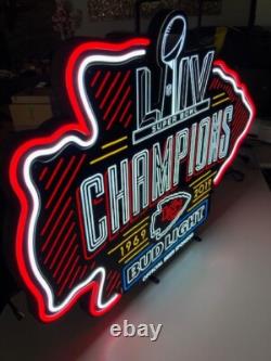 Bud Light Kansas City Chiefs World Champion LiV Super Bowl LED Neon Beer Sign