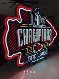 Bud Light Kansas City Chiefs World Champion LiV Super Bowl LED Neon Beer Sign