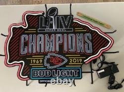 Bud Light Kansas City Chiefs World Champion LiV Super Bowl LED Neon Beer Sign