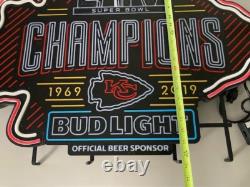 Bud Light Kansas City Chiefs World Champion LiV Super Bowl LED Neon Beer Sign